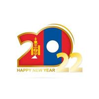 Year 2022 with Mongolia Flag pattern. Happy New Year Design. vector