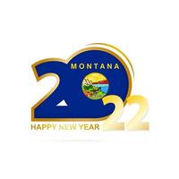 año 2022 con patrón de bandera de montana. diseño de feliz año nuevo. vector