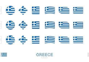 Greece flag set, simple flags of Greece with three different effects. vector