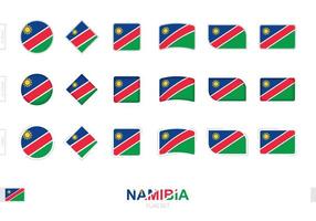 Namibia flag set, simple flags of Namibia with three different effects. vector