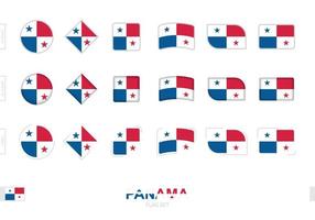 Panama flag set, simple flags of Panama with three different effects. vector