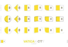 conjunto de banderas de la ciudad del vaticano, banderas simples de la ciudad del vaticano con tres efectos diferentes. vector