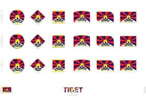 Tibet flag set, simple flags of Tibet with three different effects. vector