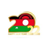 Year 2022 with Malawi Flag pattern. Happy New Year Design. vector