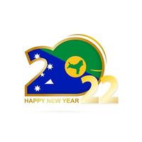 Year 2022 with Christmas Island Flag pattern. Happy New Year Design. vector