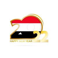 Year 2022 with Yemen Flag pattern. Happy New Year Design. vector