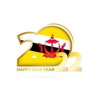 año 2022 con patrón de bandera de brunei. diseño de feliz año nuevo. vector