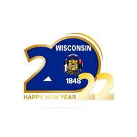 Year 2022 with Wisconsin Flag pattern. Happy New Year Design. vector