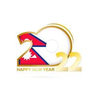 Year 2022 with Nepal Flag pattern. Happy New Year Design. vector