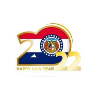 año 2022 con patrón de bandera de missouri. diseño de feliz año nuevo. vector