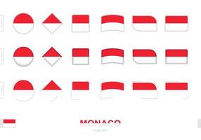 Monaco flag set, simple flags of Monaco with three different effects. vector