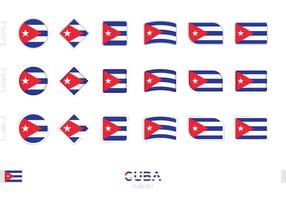 Cuba flag set, simple flags of Cuba with three different effects. vector