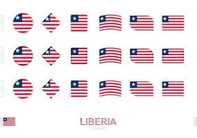 Liberia flag set, simple flags of Liberia with three different effects. vector