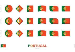 Portugal flag set, simple flags of Portugal with three different effects. vector