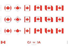 Canada flag set, simple flags of Canada with three different effects. vector