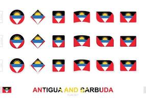 conjunto de banderas de antigua y barbuda, banderas simples de antigua y barbuda con tres efectos diferentes. vector