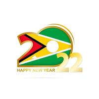 Year 2022 with Guyana Flag pattern. Happy New Year Design. vector