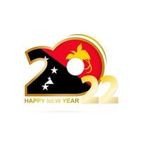 Year 2022 with Papua New Guinea Flag pattern. Happy New Year Design. vector