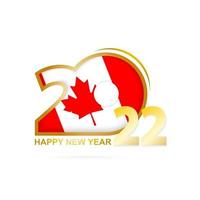 Year 2022 with Canada Flag pattern. Happy New Year Design. vector