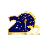 Year 2022 with Indiana Flag pattern. Happy New Year Design. vector