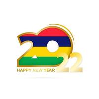 Year 2022 with Mauritius Flag pattern. Happy New Year Design. vector