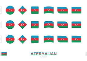Azerbaijan flag set, simple flags of Azerbaijan with three different effects. vector
