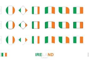 conjunto de banderas de irlanda, banderas simples de irlanda con tres efectos diferentes. vector