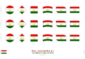 Tajikistan flag set, simple flags of Tajikistan with three different effects. vector