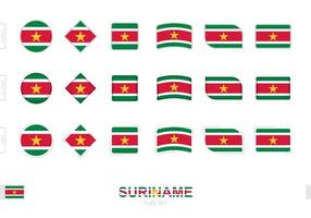 conjunto de banderas de surinam, banderas simples de surinam con tres efectos diferentes. vector