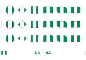 Nigeria flag set, simple flags of Nigeria with three different effects. vector