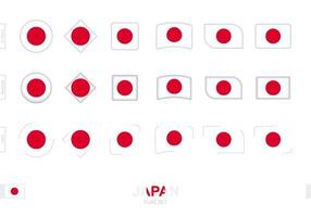 juego de banderas de japón, banderas simples de japón con tres efectos diferentes. vector