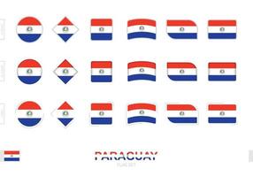 Paraguay flag set, simple flags of Paraguay with three different effects. vector