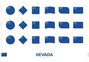 conjunto de banderas de nevada, banderas simples de nevada con tres efectos diferentes. vector