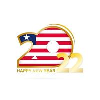 Year 2022 with Liberia Flag pattern. Happy New Year Design. vector