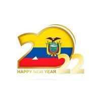 año 2022 con patrón de bandera de ecuador. diseño de feliz año nuevo. vector