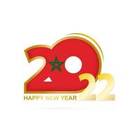 Year 2022 with Morocco Flag pattern. Happy New Year Design. vector