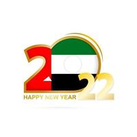 año 2022 con patrón de bandera de los emiratos árabes unidos. diseño de feliz año nuevo. vector