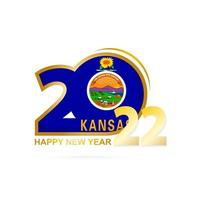 año 2022 con patrón de bandera de kansas. diseño de feliz año nuevo. vector