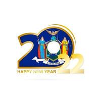 Year 2022 with New York Flag pattern. Happy New Year Design. vector