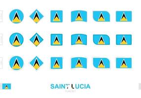 Saint Lucia flag set, simple flags of Saint Lucia with three different effects. vector