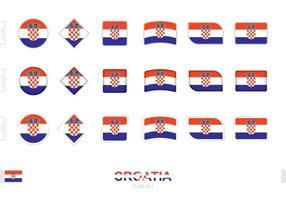 Croatia flag set, simple flags of Croatia with three different effects. vector