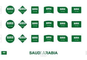 conjunto de banderas de arabia saudita, banderas simples de arabia saudita con tres efectos diferentes. vector