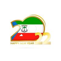 Year 2022 with Equatorial Guinea Flag pattern. Happy New Year Design. vector