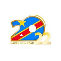 Year 2022 with DR Congo Flag pattern. Happy New Year Design. vector