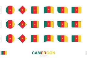 Juego de banderas de Camerún, banderas simples de Camerún con tres efectos diferentes. vector