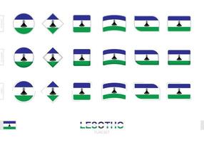 conjunto de banderas de lesotho, banderas simples de lesotho con tres efectos diferentes. vector