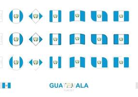 conjunto de banderas de guatemala, banderas simples de guatemala con tres efectos diferentes. vector