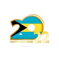 Year 2022 with The Bahamas Flag pattern. Happy New Year Design. vector