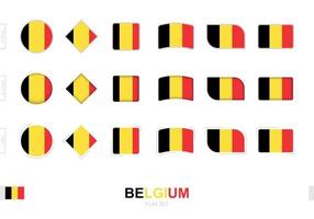 Conjunto de banderas de Bélgica, banderas simples de Bélgica con tres efectos diferentes. vector