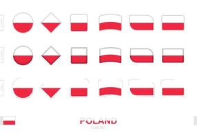 Poland flag set, simple flags of Poland with three different effects. vector